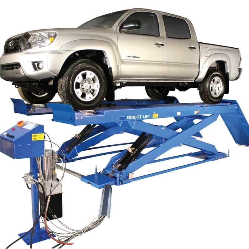Types-Of-Car-Lifts-Hinged-Scissor-Runway-Lift-with-toyota-truck-Rotary-Rotary-Lift-DBS35